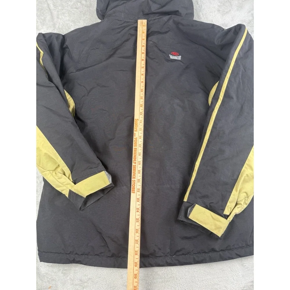Vtg‎ Marker Men's Ski Jacket Large Black & Gold Insulated Hooded Winter Coat